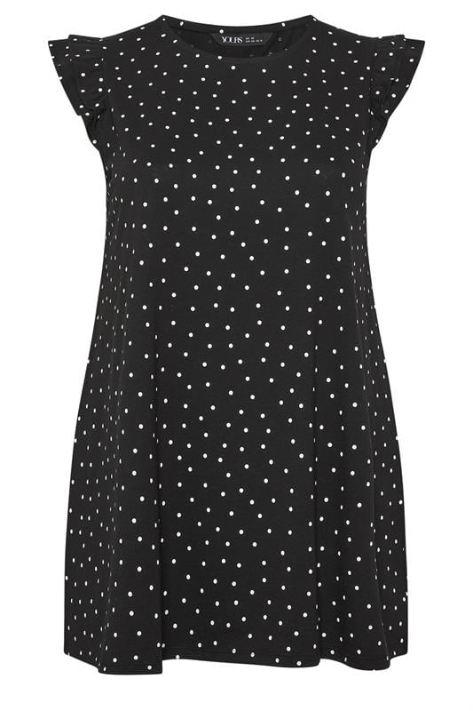 YOURS Plus Size Black Polka Dot Frill Sleeve Vest Top | Yours Clothing 5