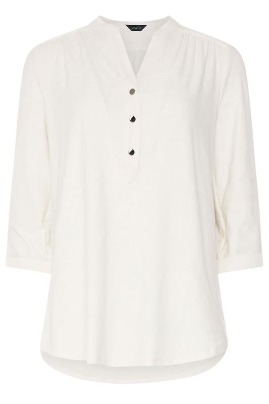 M&Co Ivory White Jacquard Detail Half Placket Shirt | M&Co 5