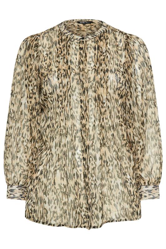 YOURS Plus Size Beige Brown Animal Print Chiffon Blouse | Yours Clothing 5