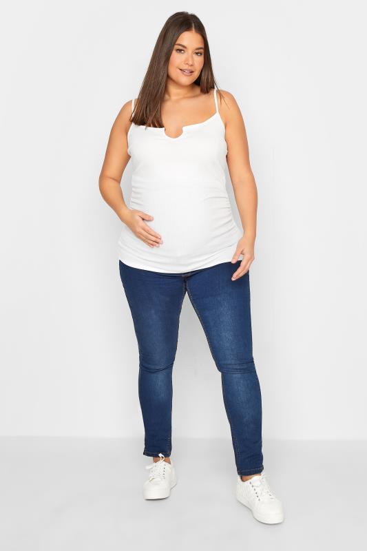 LTS Maternity White Ribbed Cami Top | Long Tall Sally 2
