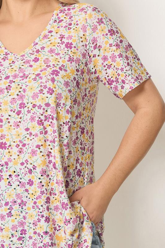 YOURS Plus Size Purple & Yellow Broderie Swing Top | Yours Clothing 4