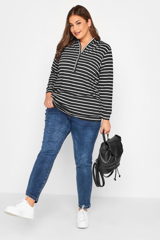 Plus Size Black Stripe Hoodie | Yours Clothing 2