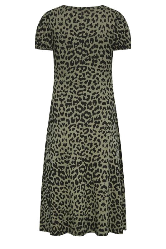 Petite Green Leopard Print Midi Dress | PixieGirl 7