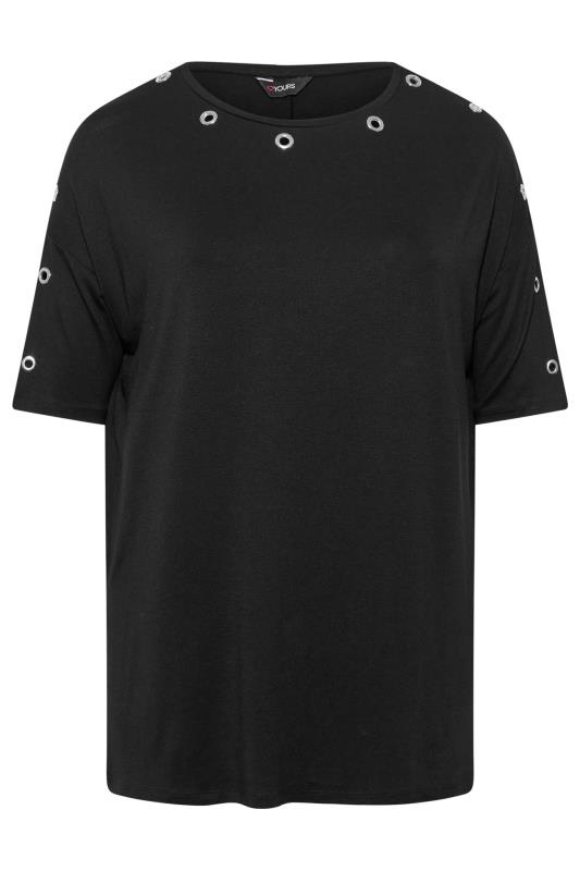 Plus Size Black Eyelet Detail Oversized T-Shirt | Yours Clothing 6