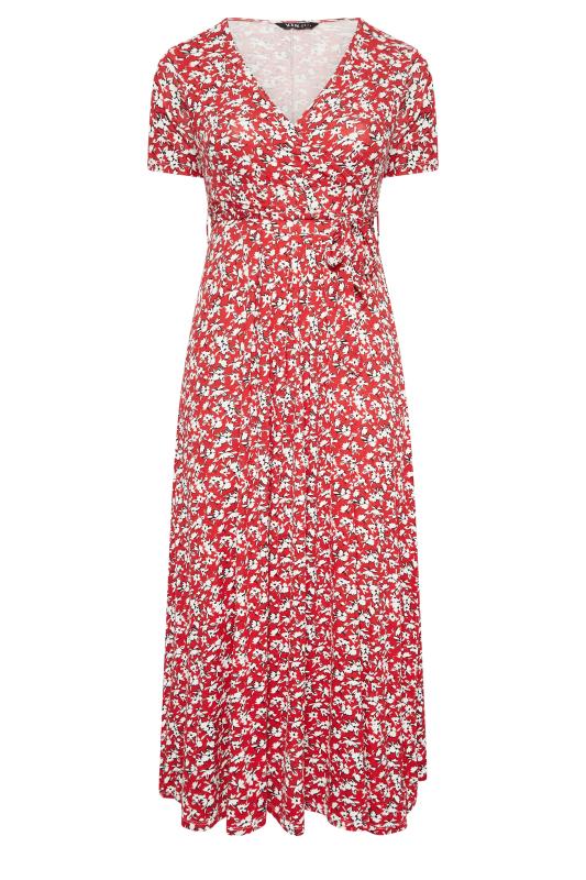 YOURS Curve Plus Size Red Ditsy Print Maxi Dress | Yours Clothing  6