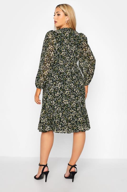 YOURS LONDON Plus Size Black Ditsy Print Smock Dress | Yours Clothing  3