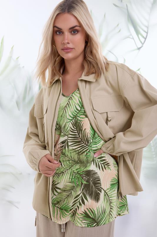 Plus Size  YOURS Curve Green Tropical Print Vest Top