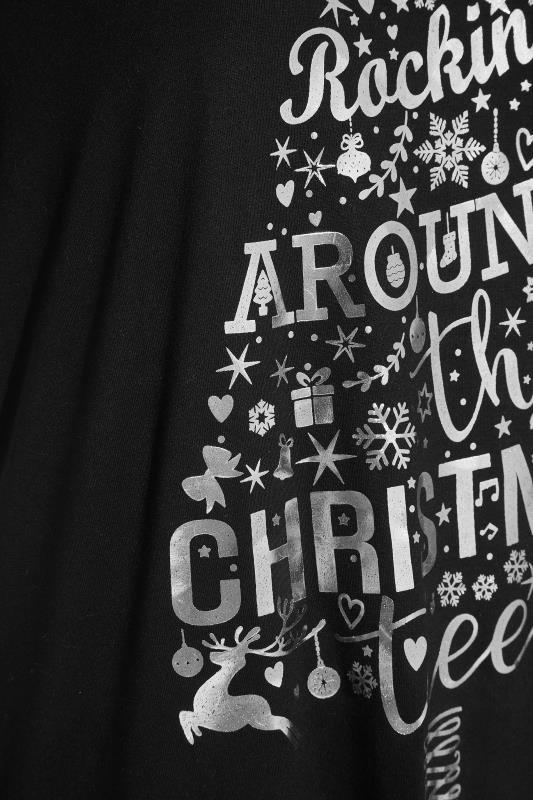 Black Foil 'Rocking Around The Christmas Tree' Slogan Christmas T-Shirt_S.jpg