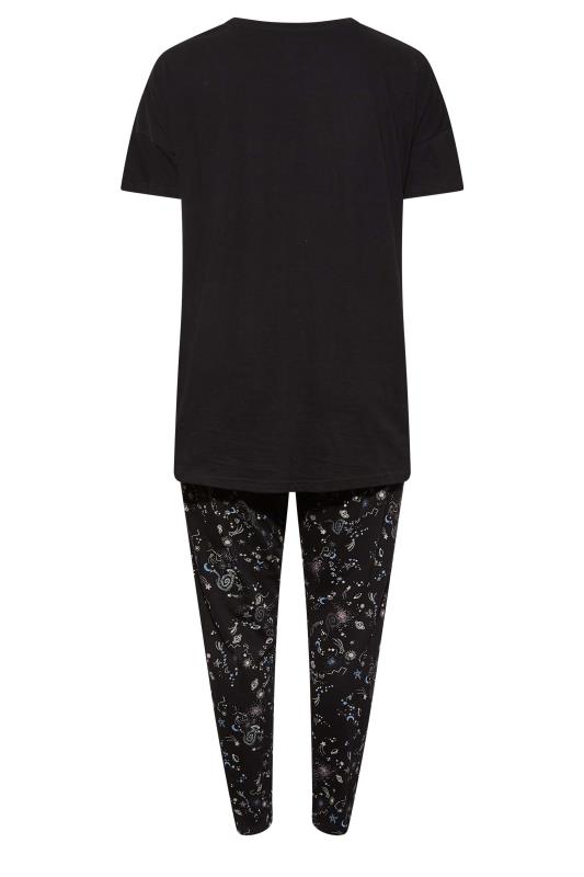 Curve Black 'Need My Space' Galaxy Print Pyjama Set | Yours Clothing 7