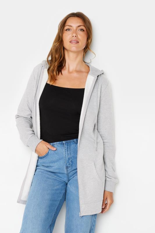  Grande Taille LTS Tall Grey Marl Cotton Longline Hoodie
