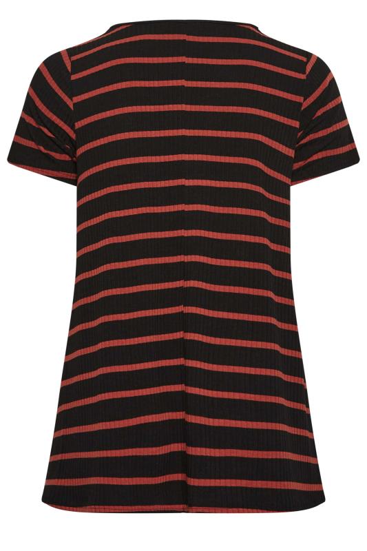 YOURS Curve Plus Size Black Stripe Ribbed Swing Top | Yours Clothing  6