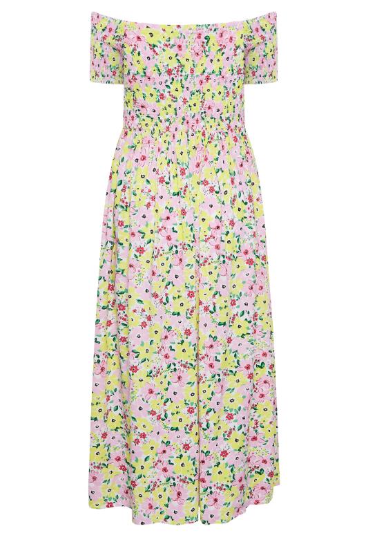 YOURS Plus Size White Floral Print Shirred Maxi Dress | Yours Clothing  8