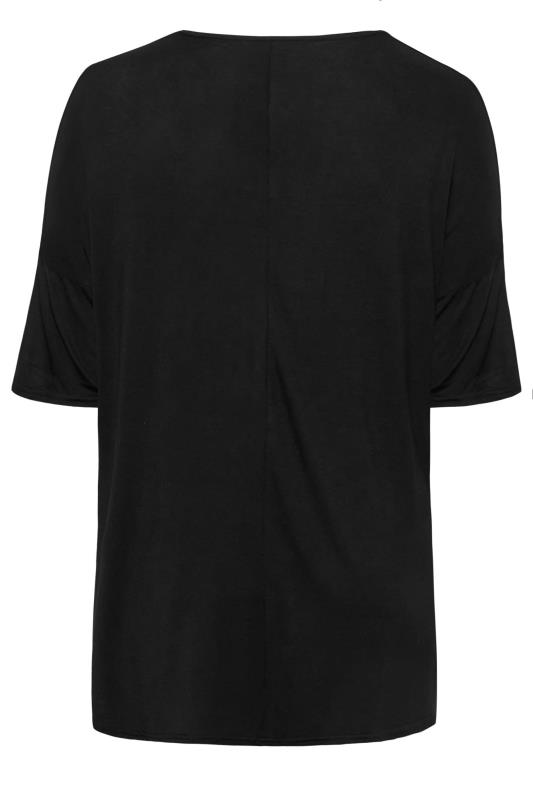 Plus Size Black Leather Look Colour Block Oversized T-Shirt | Yours Clothing 7