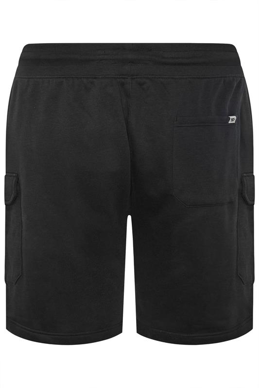 D555 Big & Tall Black Elastic Waist Cargo Shorts | BadRhino 4