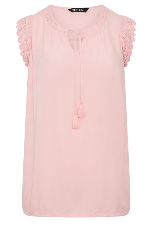 YOURS Plus Size Dusky Pink Tie Neck Blouse | Yours Clothing 5