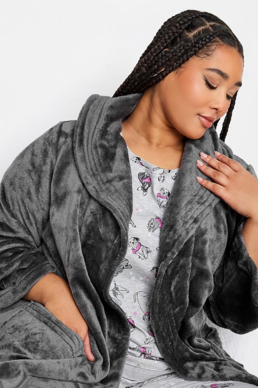 YOURS Plus Size Dark Grey Essential Shawl Dressing Gown | Yours Clothing  5