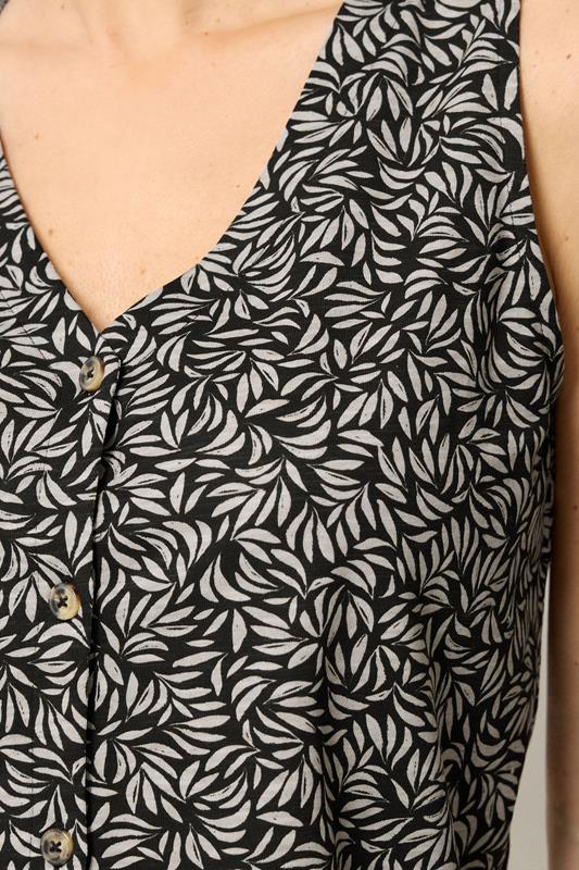 M&Co Black Leaf Print Button Detail Cotton Vest Top | M&Co 4