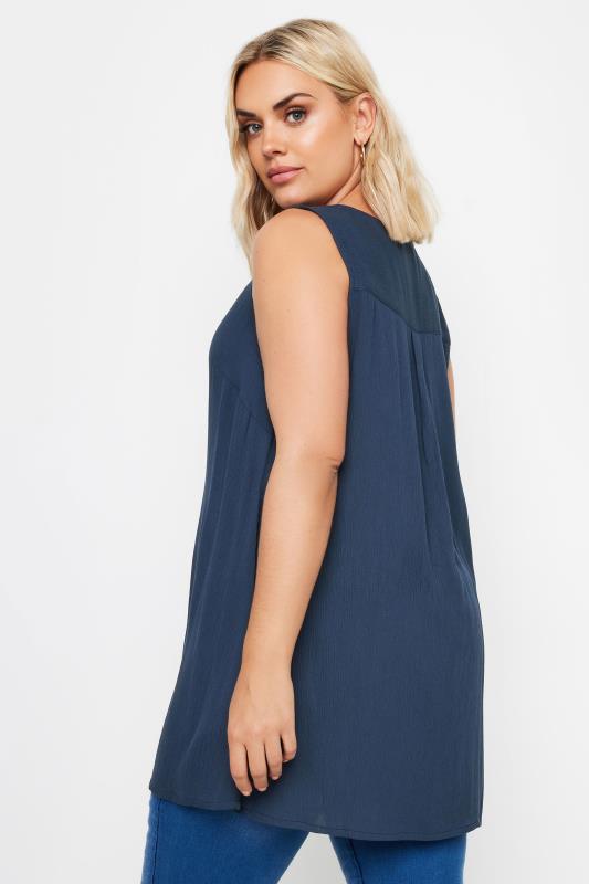 YOURS Plus Size Navy Blue Pleated Vest Top 3