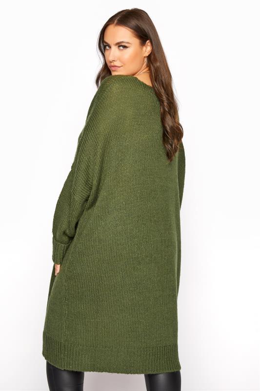 Khaki Drop Sleeve Knitted Jumper Dress_C.jpg