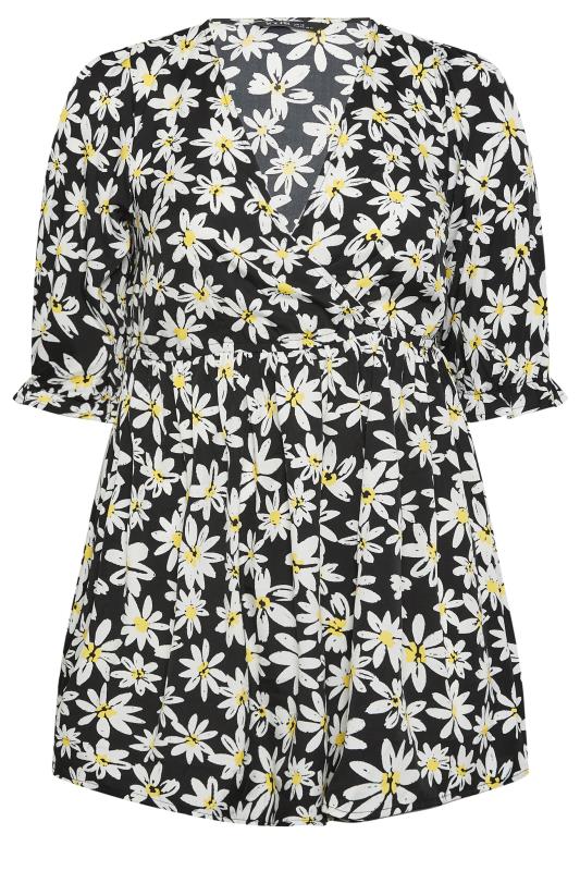 YOURS Plus Size Black Floral Print Wrap Top | Yours Clothing 7