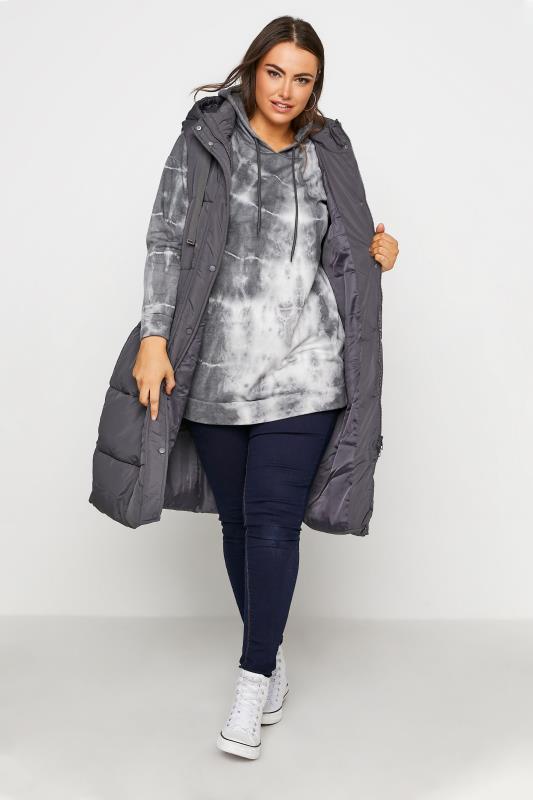 Plus Size Grey Tie Dye Hoodie | Yours Clothing 2