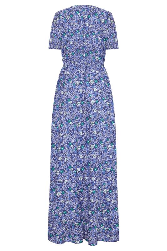 LTS Tall Women's Blue Ditsy Print Ruffle Maxi Dress | Long Tall Sally 7