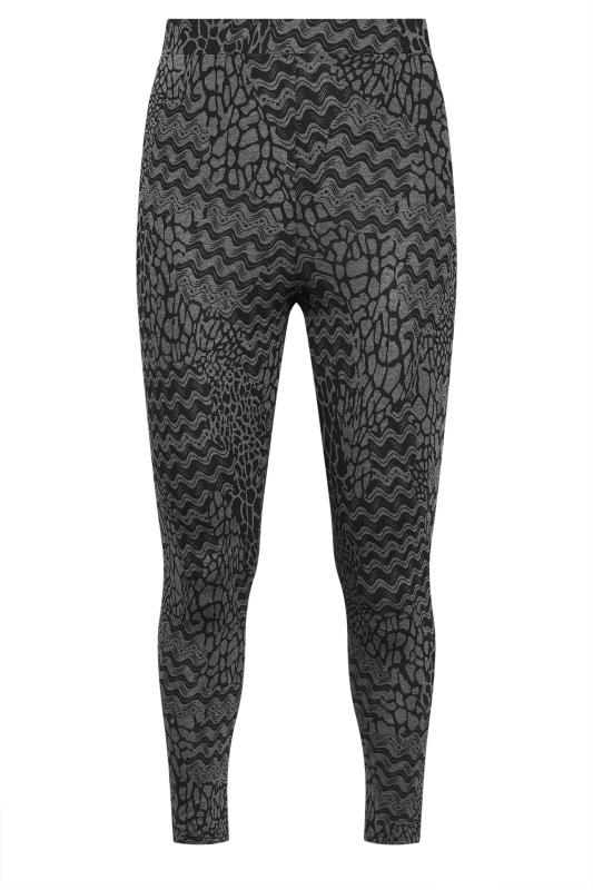 YOURS ACTIVE Plus Size Charcoal Grey Abstract Print Leggings | Yours Clothing 5