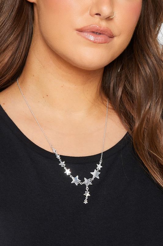 Silver Star Drop Necklace | Yours Clothing  1