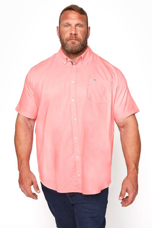 Men's Casual Shirts BadRhino Pink Cotton Poplin Short Sleeve Shirt