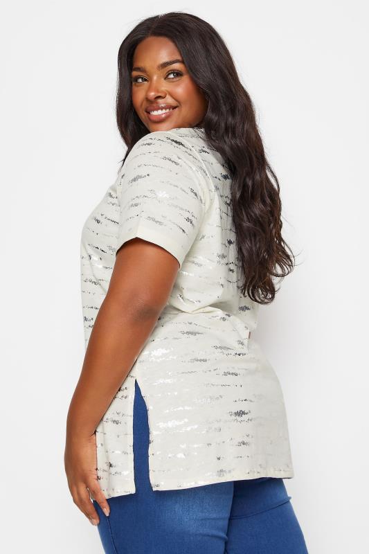 YOURS Plus Size White Foil Print Top | Yours Clothing 4