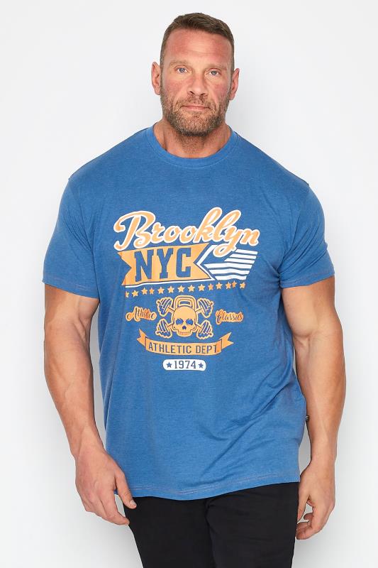 KAM Big & Tall Blue Brooklyn NYC Print T-Shirt | BadRhino 1
