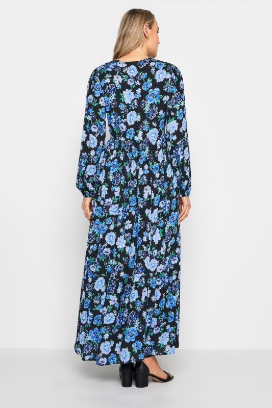 LTS Tall Womens Blue Floral Print Tiered Maxi Dress | Long Tall Sally 4