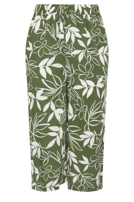 YOURS Plus Size Green Leaf Print Cropped Trousers | Yours Clothing 5