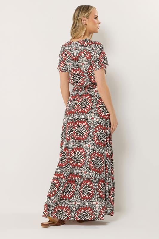 LTS Tall Women's Rust Orange Tile Print Tie Waist Maxi Dress | Long Tall Sally 2