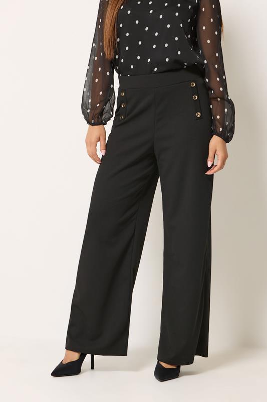  M&Co Petite Black Military Button Trousers