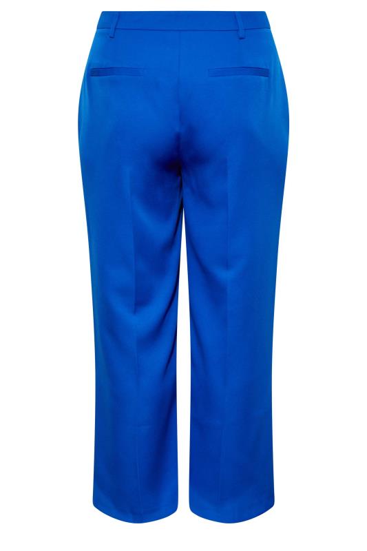 Plus Size Cobalt Blue Split Hem Flared Trousers | Yours Clothing 5