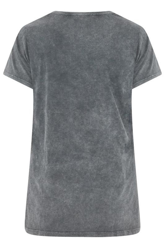 YOURS Plus Size Grey Acid Wash 'Rock Star' Printed T-Shirt | Yours Clothing 7