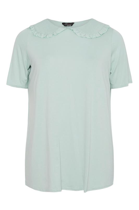 LIMITED COLLECTION Curve Mint Green Frill Collar T-Shirt_F.jpg