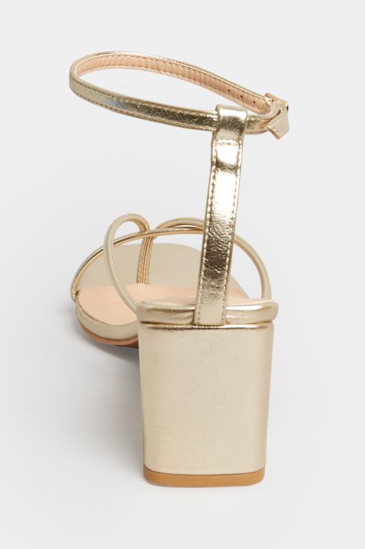 LIMITED COLLECTION Gold Mid Toe Post Heeled Sandals In Extra Wide EEE Fit | Yours Clothing 3
