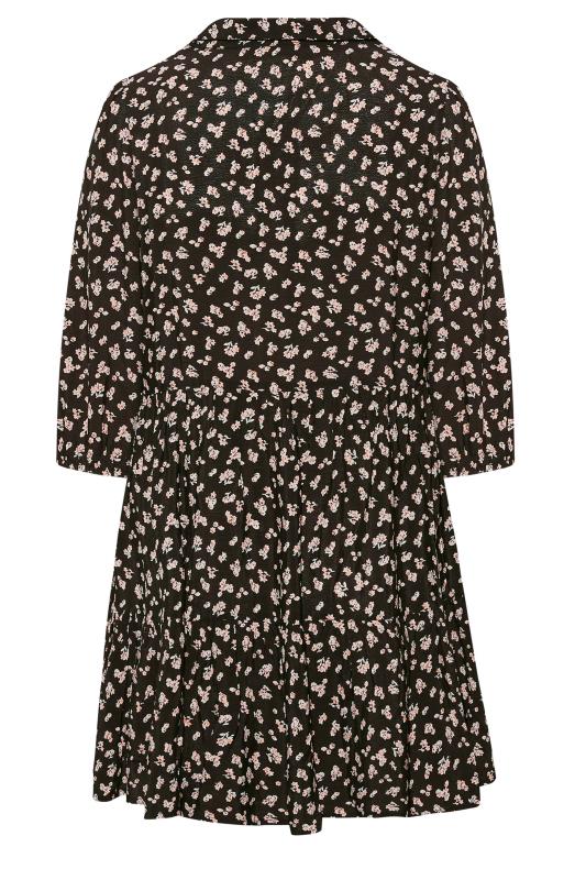 Plus Size Black Floral Print Smock Shirt | Yours Clothing 7