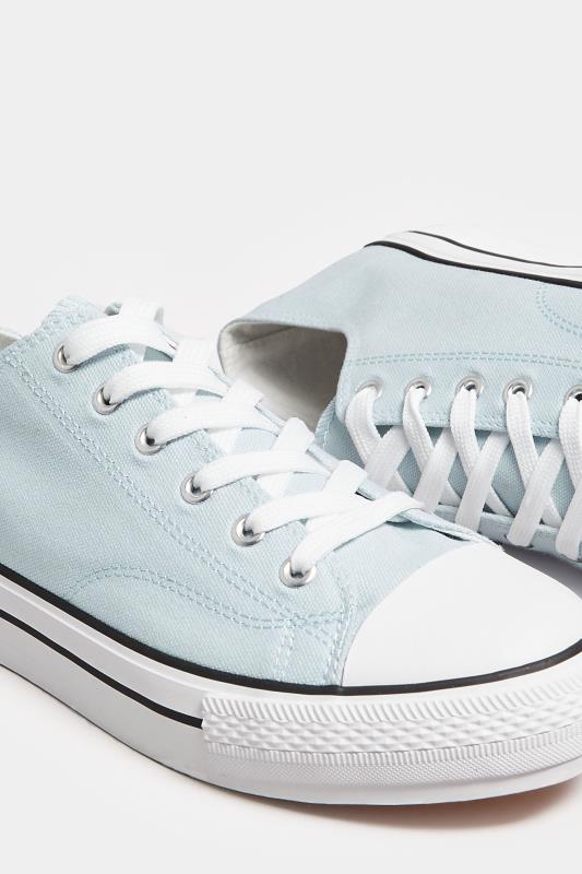 Light Blue Canvas Platform Sole Low Trainers In Wide E Fit | Yours Clothing  5
