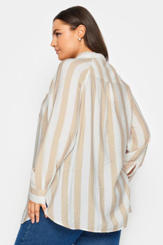 BUMP IT UP MATERNITY Plus Size Beige Brown Stripe Shirt | Yours Clothing 3