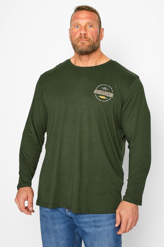 Men's  JACK & JONES Big & Tall Green Logo Long Sleeve T-Shirt