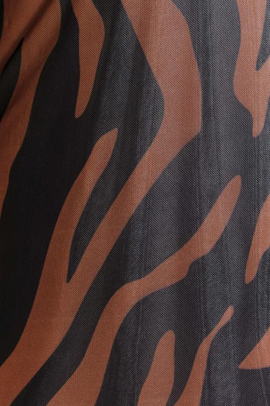 Plus Size Black & Brown Zebra Print Long Sleeve Mesh Top | Yours Clothing 5