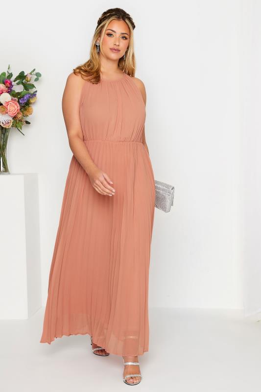 YOURS LONDON Plus Size Pink Pleated Maxi Dress | Yours Clothing 2