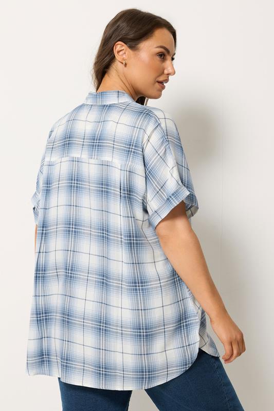 YOURS Plus Size Blue Checked Shirt | Yours Clothing 2