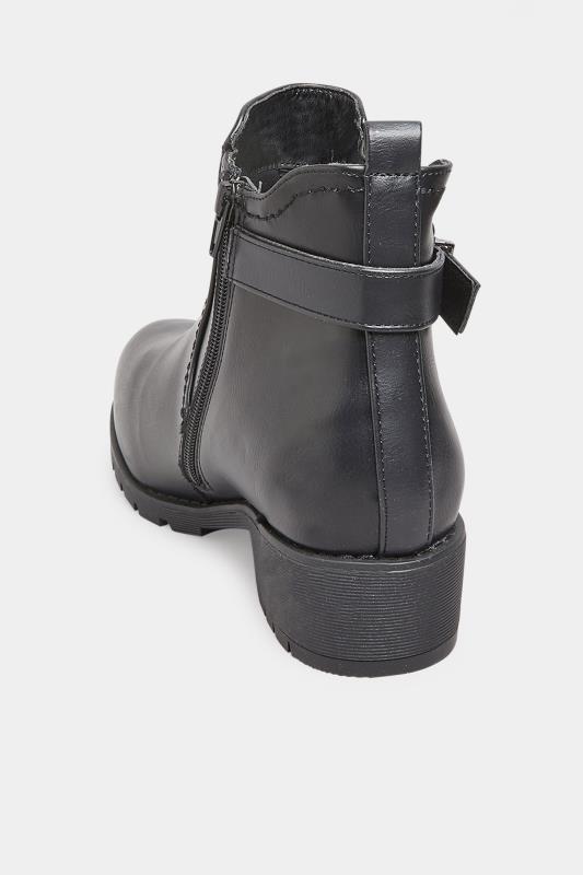Black Chelsea Buckle Ankle Boots In Extra Wide EEE Fit 4