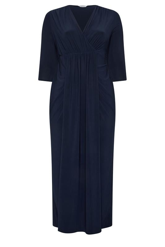 YOURS LONDON Plus Size Navy Blue Maxi Drape Dress | Yours Clothing 5