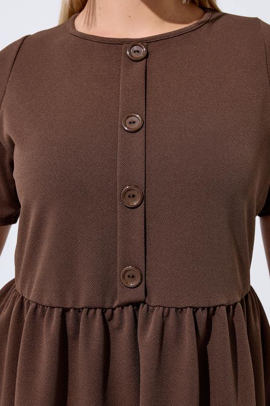 LIMITED COLLECTION Plus Size Chocolate Brown Peplum Top | Yours Clothing 4