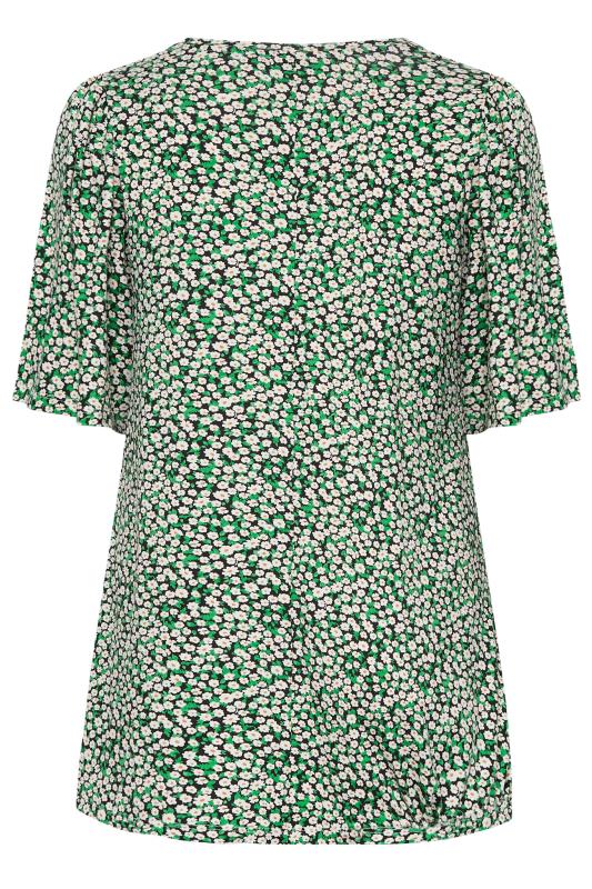 YOURS Curve Plus Size Green Floral Ditsy Print Top | Yours Clothing  6